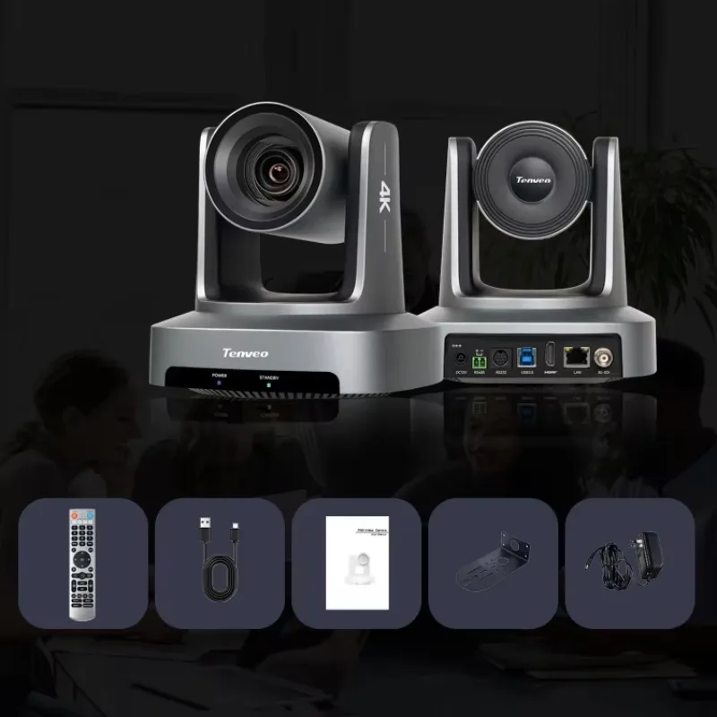 Tenveo 4K NDI PTZ Camera 20X Optical Zoom IP Live Streaming Auto-Tracking, HDMI/SDI/LAN/USB3.0 PoE PTZ Camera