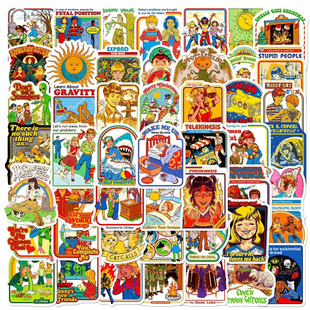 80's الرعب فيبي Paster50pcs مختلط الكرتون الفكاهة الرجعية شبح الكتابة على الجدران أنيمي الوقت القديم ملصقات الأمتعة Diy بها بنفسك لوح التزلج المحمول