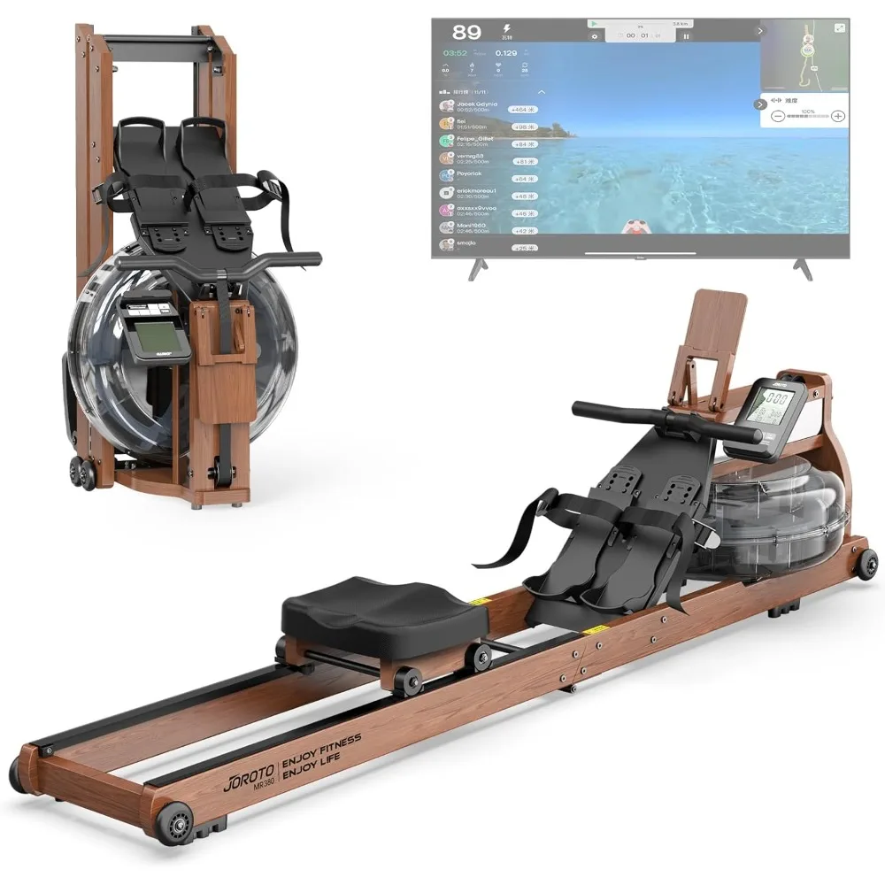 Rowing Machines for Home Use, Foldable Rower Machine with Bluetooth Monitor, Tablet Holder Water Rowing Machine