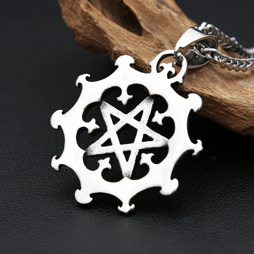 New Vintage 316L Stainless Steel Pentagram Necklaces For Men Women Fashion Vikings Rudder Pendant Nordic Amulet Jewelry Gifts