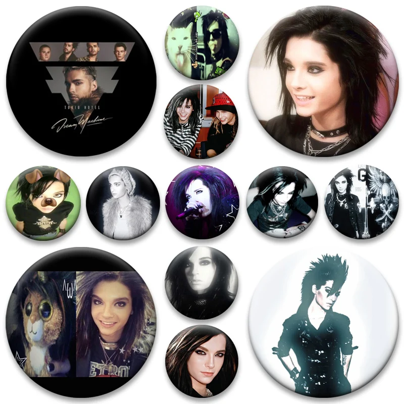 

Tokio Hotel,Bill Tinplate Pins 58mm Round Handmade Brooches for Backpack Accessories Music Singer Badge Bag Decor Jewelry Gifts