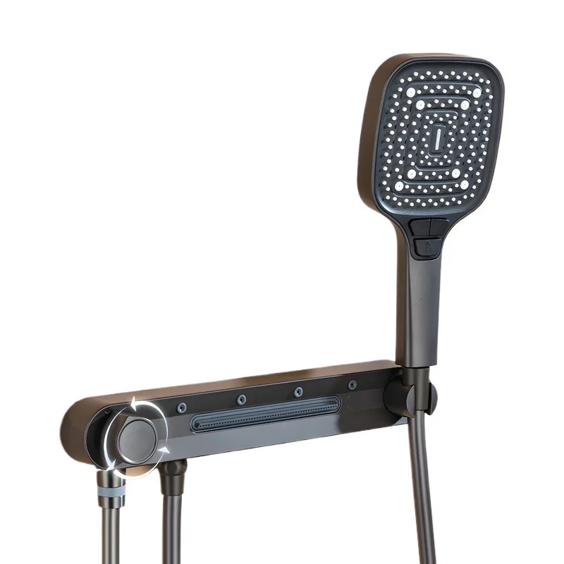 

Drill-free bathroom shower faucet set, wall-mounted shower head, hot and cold diverter, with hand shower