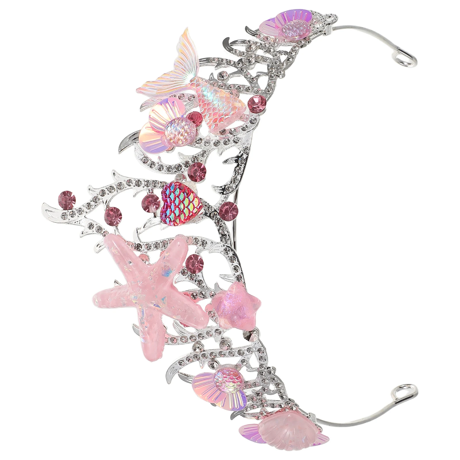 

Mermaid Crown Marine Style Headdress Pink Fish Shell Accessories Girls Women Birthday Party Hairband Seashell Theme