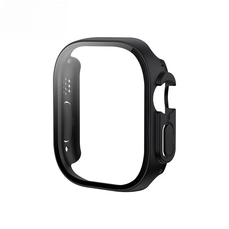 لساعة أبل S10/S11 حافظة غير لامعة بحافة مستقيمة مطلية بالكهرباء مقاومة للماء الكل في واحد مع سلسلة حماية شاشة مدمجة