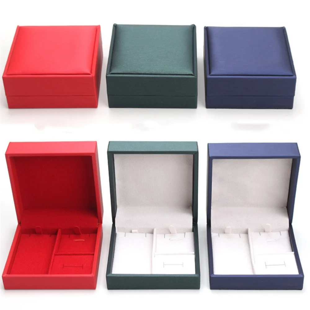 High Quality Jewelry Box Ring Necklace Earring Set Jewelry Display Gift Packaging Boxes Pu Leather Wedding Jewelry Organizer