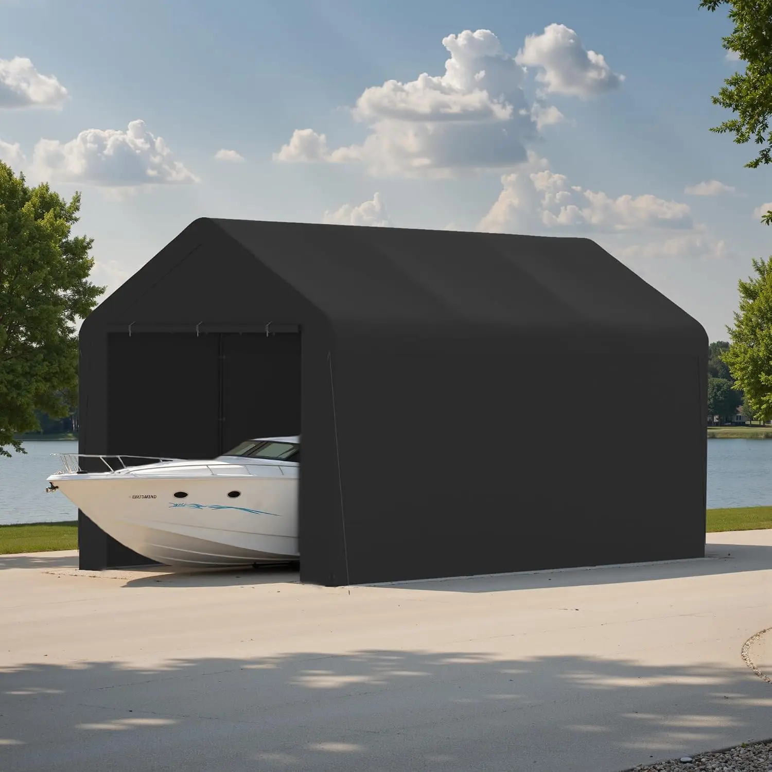 Carport Canopy Heavy Duty 10x20 ft Party Tent Portable Car Garage with Sidewalls (10 x 20 ft Black)