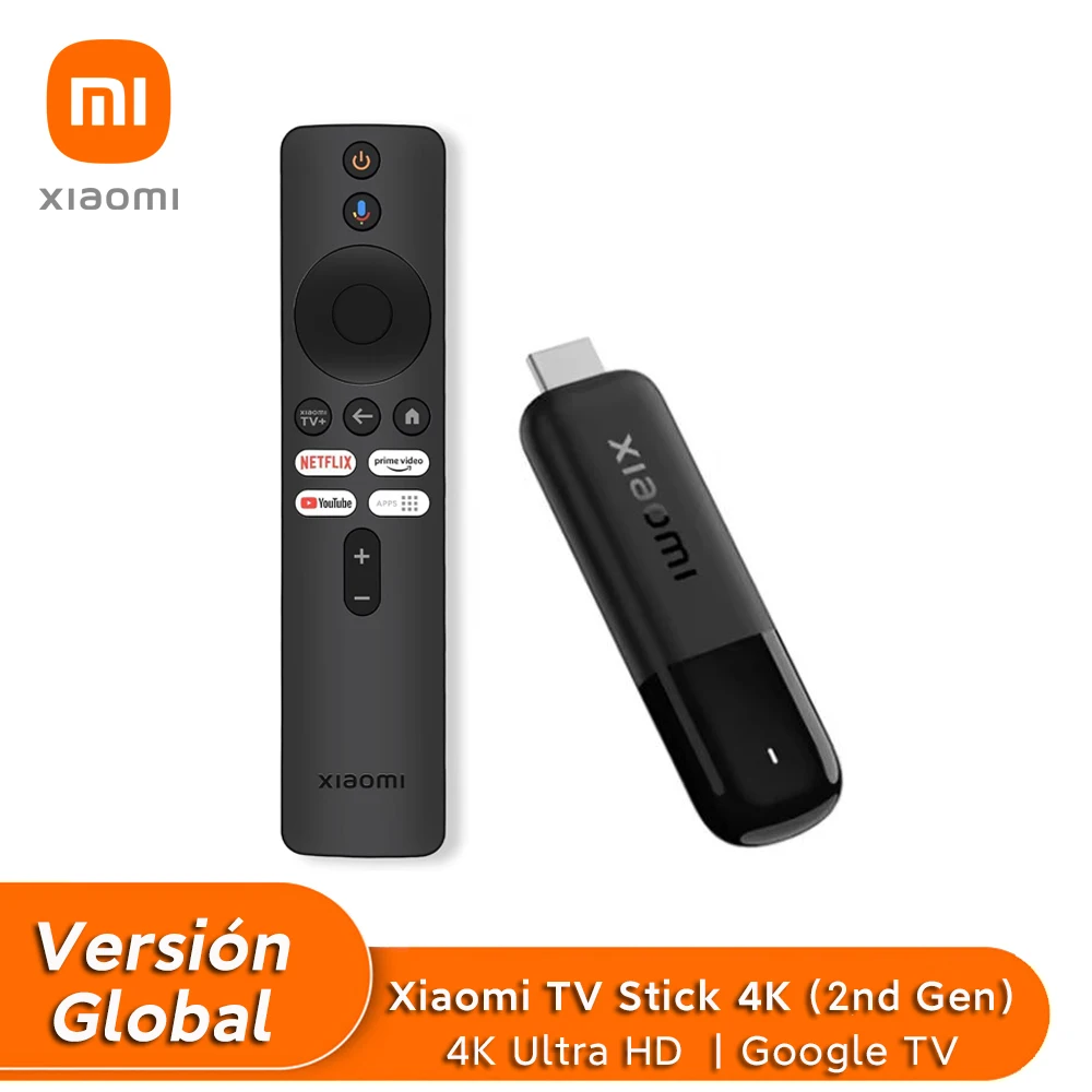 Xiaomi TV Stick 4K (الجيل الثاني) Google TV 2GB RAM 8GB ROM Bluetooth 5.2 WiFi HDMI متوافق مع Netflix و Prime Video وYouTube