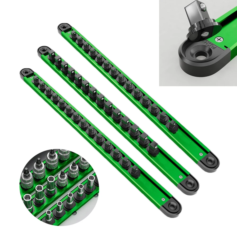 1pc 360° Swivel Magnetic Socket Organizer 1/4 3/8 1/2Inch Socket Clip Rail Holder Adjustable Storage Mountable Sliding Stand