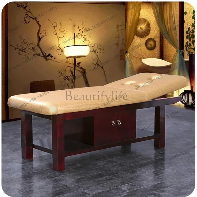 LSThai Style Wooden Massage Tables Comfort Placement Tattoo Professional Massage Beds Comfort Sleep Salon Furniture Bett FYMB