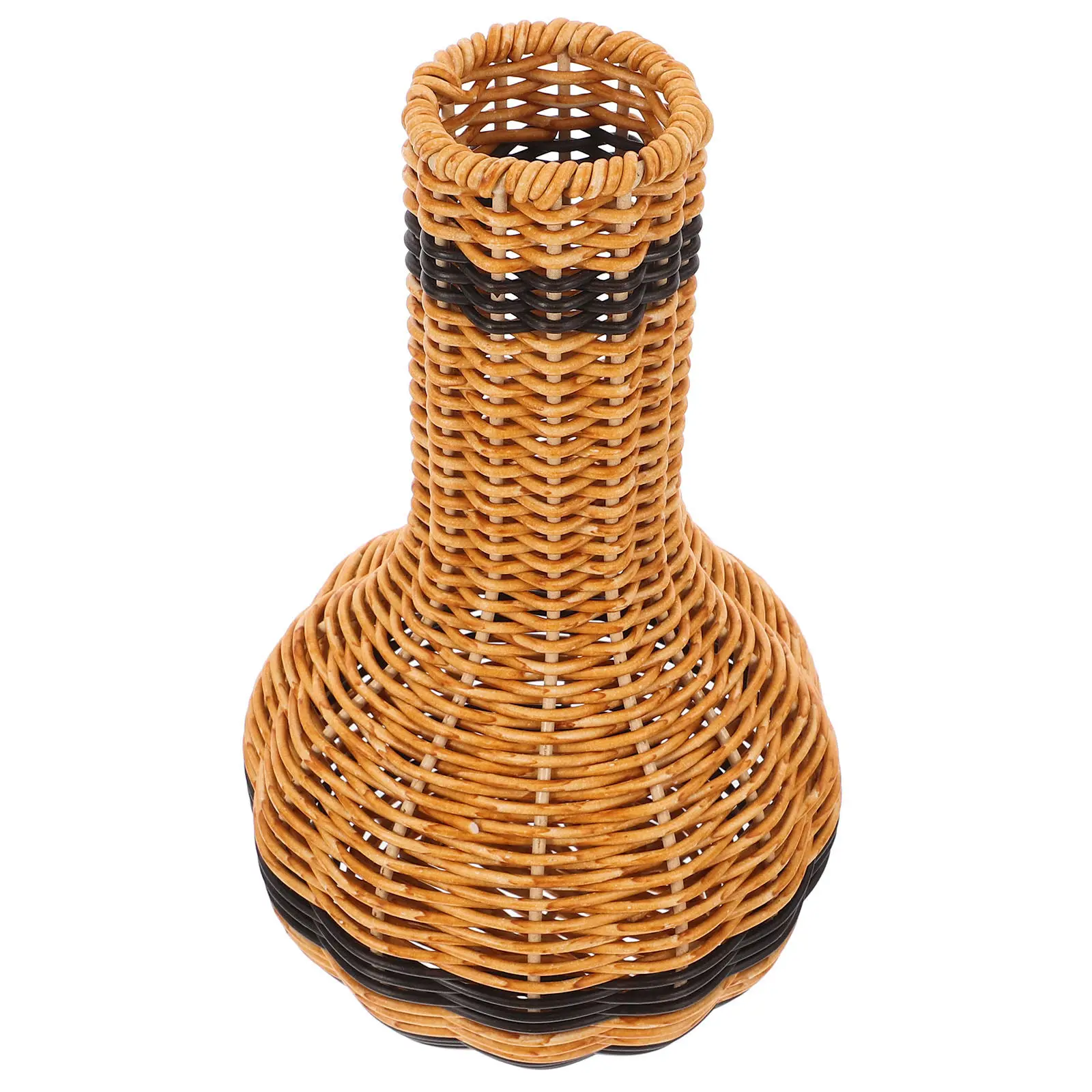 Decorative Flower Vase Woven Rattan Style Stylish Indoor Vase for Tulips Dried Flowers Plant Holder Desktop Garden Wedding Prop