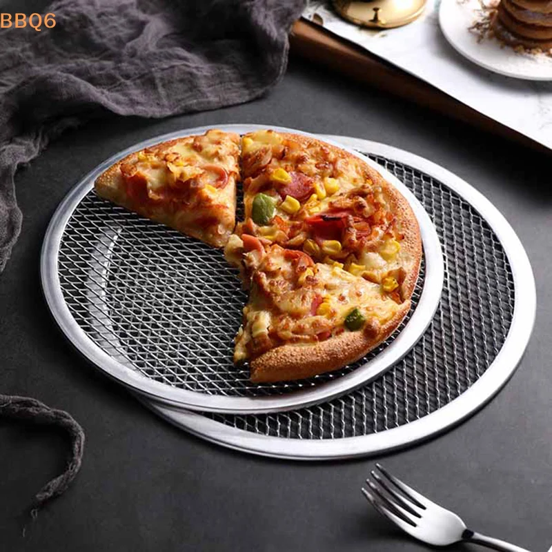 *8-13Inch Reusable Non Stick Pizza Screen Pan Seamless Aluminum Alloy Net Bakeware Kitchen Tools Round Pancake Pizza Pastry Tray
