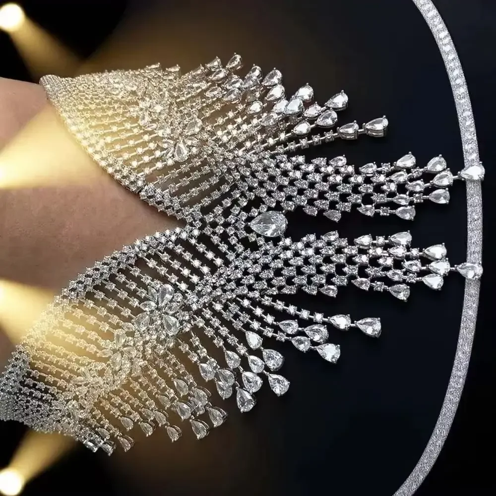 Kellybola Luxury Charm African Dubai Bridal Jewelry Sets Big Shiny 4PCS Necklace Jewelry set For Women Wedding Cubic Zircon CZ