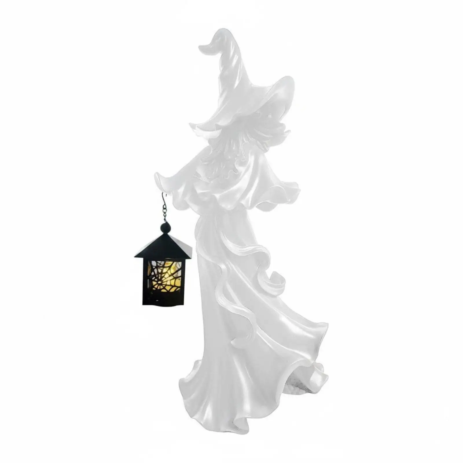 Resin witch lantern statue, Halloween witch decor, table decoration