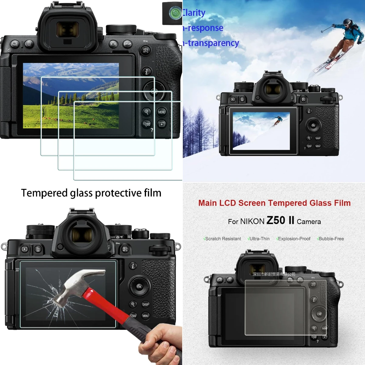

For Nikon Z50II Z50 II Mark2 MarkII Camera 9H Glass Film [2+3 Pack] Anti-Bubble HD Clear