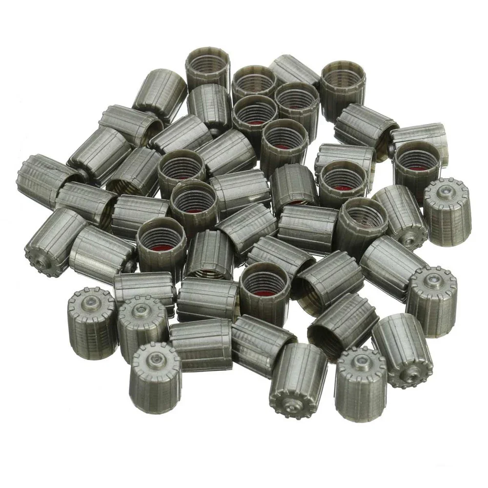 Do samochodu 10 sztuk / zestaw Plastikowy szary kołpak zaworu opony TPMS Kołpak opony z uszczelką Kołpak zaworu opony Akcesoria samochodowe