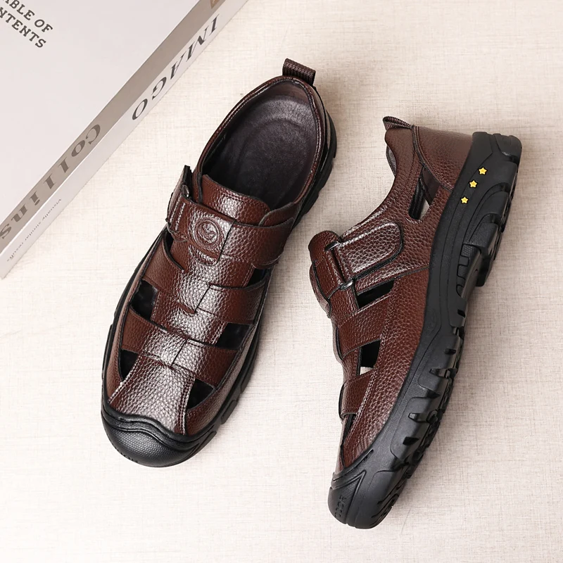 Classic Brand Hollow Out New Oxford Shoes Outdoor Hiking Men's Casual Shoes Versatile Brown Men's Camping Sandals Free Delivery