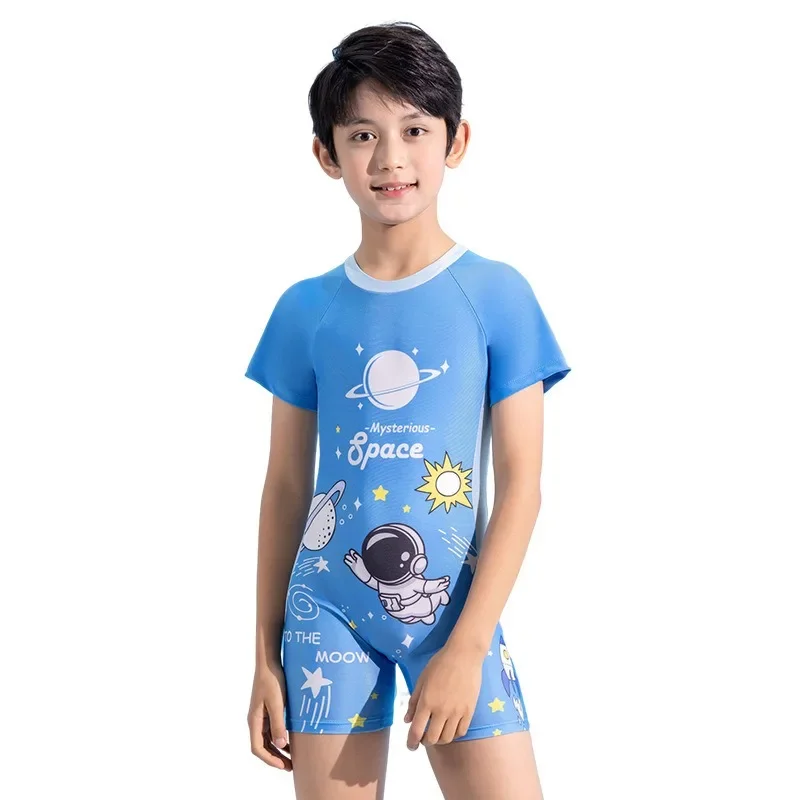 2024 New Summer One-piece Sports Style Swimsuit Children\'s Swimsuit Boys Small Children Big Boys Sunscreen Quick Drying