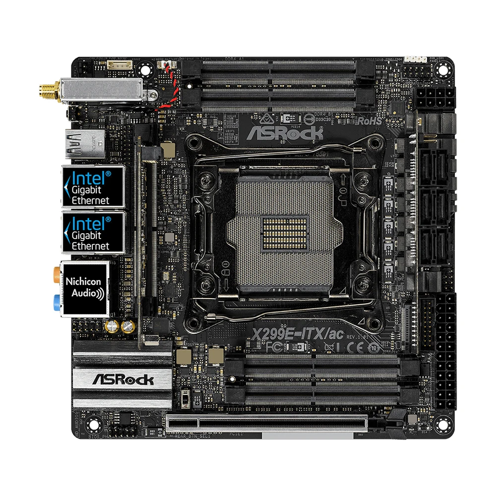 ASRock X299E-ITX/ac Motherboard LGA 2066 Socket Supports Intel Core X-Series Processor CPU Intel X299 Quad Channel DDR4 NVME M.2