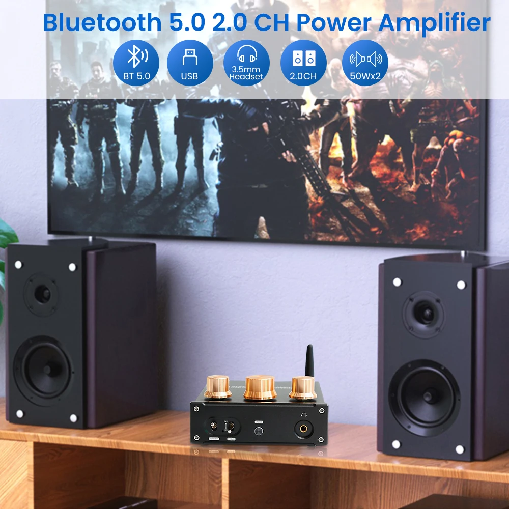 Lyele Audio TPA3116 Digital Port Bluetooth 5.0 HIFI home desktop mini sound amplifier 50W*2 optical fiber coaxial