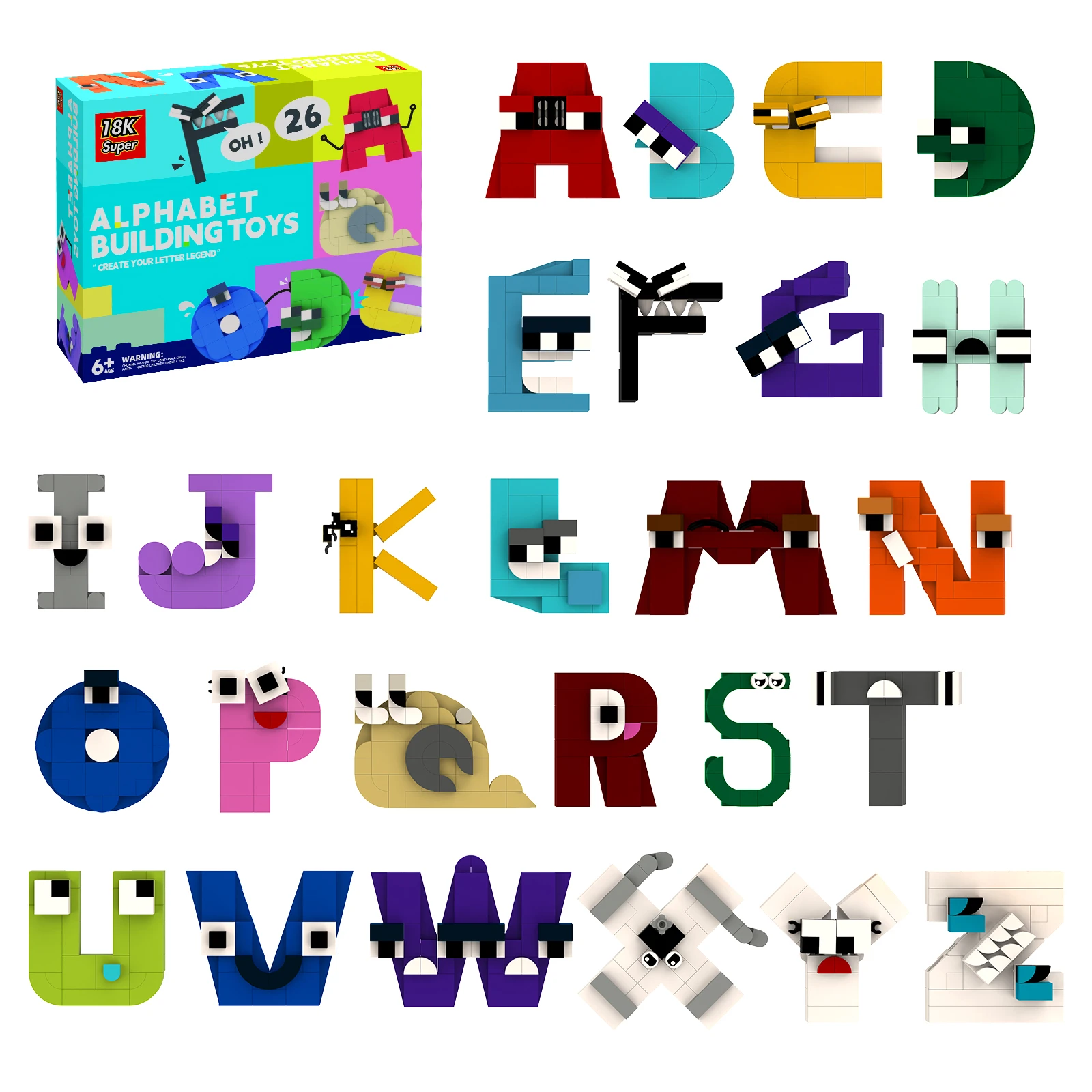 

943PCS 26 Style English Alphabet Building Blocks Set Education Letters Lore (A-Z) Bricks Toys For Kid Christmas , Birthday Gifts