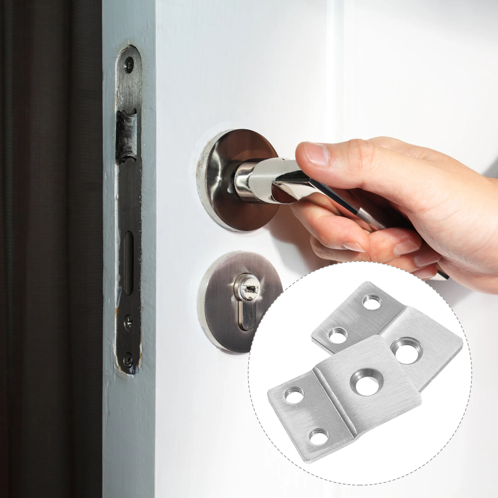 

2 Pcs Lock Body Counter Vane Deadbolt Cover Knob Reinforcement Stainless Steel Covers 2.2mm Thickened High Strength Easy