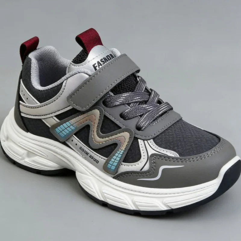 

PU Leather Sport Shoes For Children Trend Fashion Teenager Kid's Sneakers Anti-slippery Boy's Girl's Running Footwear