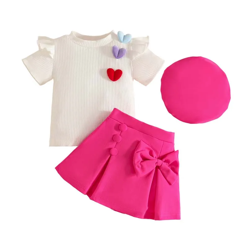 Baby Clothing Baby Girls 3Pcs/Set Fashion Summer Outfits Striped Short-Sleeve Tops Shorts and Hat Adorable Infant Girl Clothes