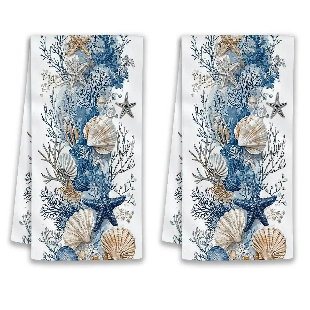 2pcs  Towel 15.75X23.62inch One Side Printing Soft and Light Beige-friendly Suitable for Hand Wiping in Kitchen and Bathroom