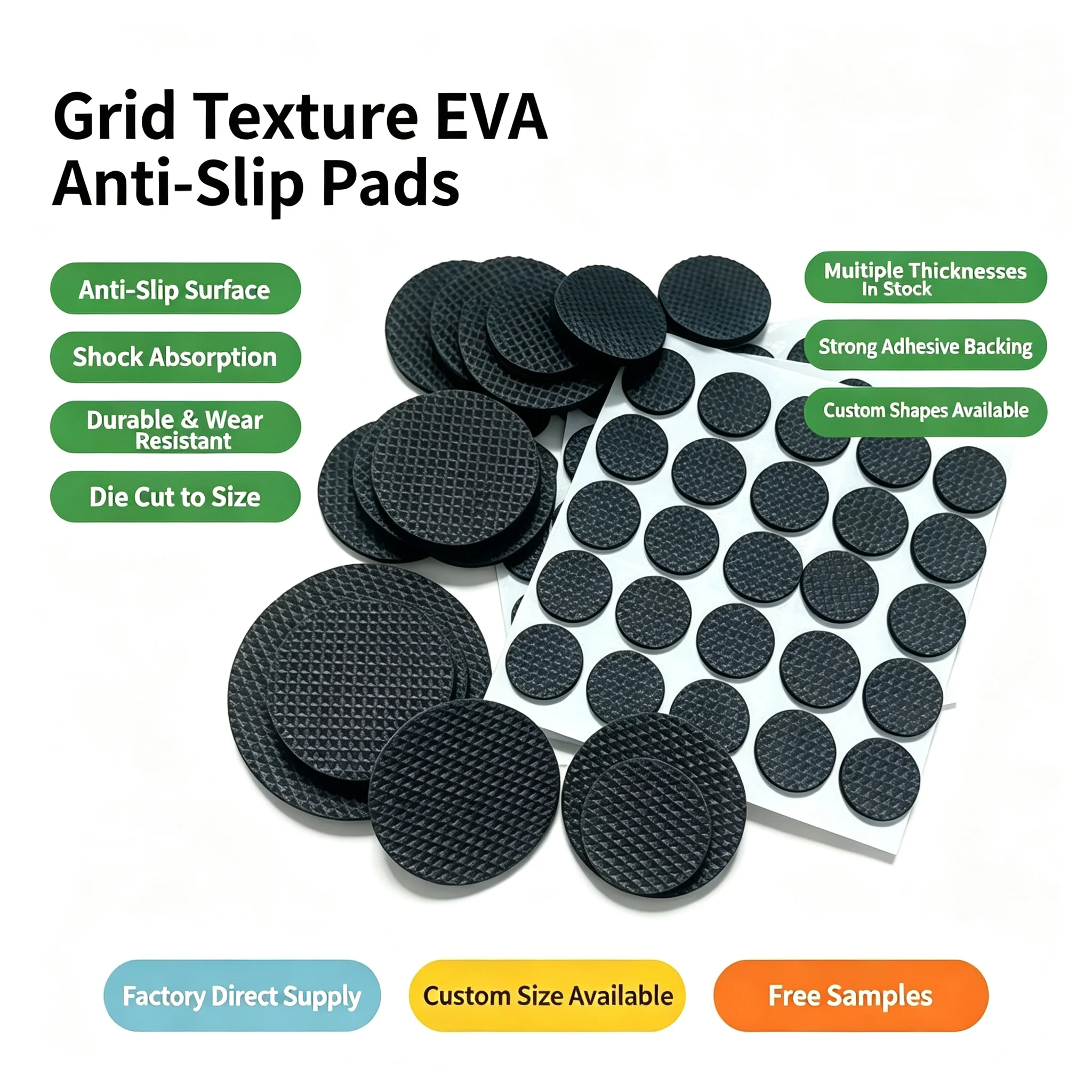 Furniture anti-static EVA silicone mat black round adhesive backing shock absorption anti-slip silent mesh silicone gasket whole