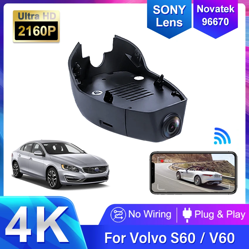 

Plug and Play 4K 2160P Wifi DashCam Dual Cameras Car DVR For Volvo s60 T5 T6 T8 For Volvo v60 T5 T6 2019-2022 Driving Recorder