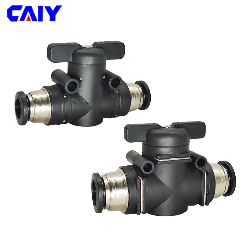 BUC Pneumatic Hand Valve 4mm 6mm 8mm 10mm 12 16mm Turn Switch Quick Fittings 2-way Plug-in Air Control Hose Connection Fitting