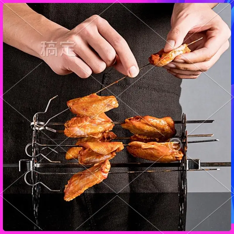 

NEW-304 Stainless Steel Rotating Grill Skewers BBQ Grill Cage Air Fryer Lamb Skewers Grill Electric Oven Accessories
