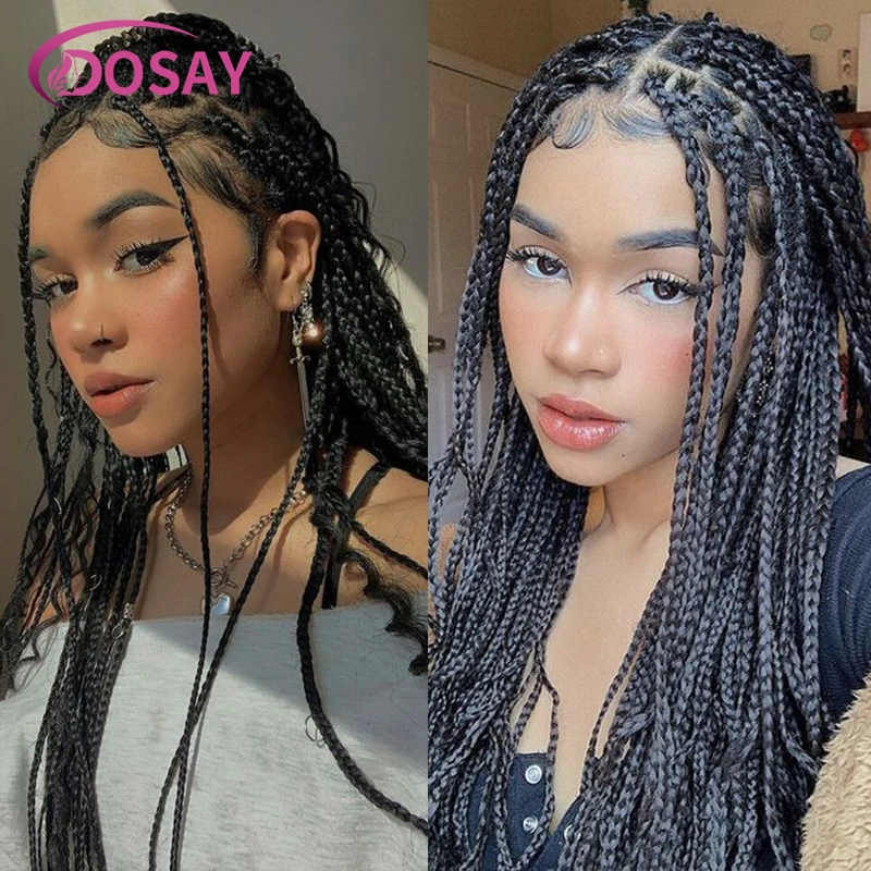 360 Full Lace Synthetic Box Braided Wigs For Black Women Box Braid Lace Front Wig Knotless Cornrow Braids Lace Frontal Wigs