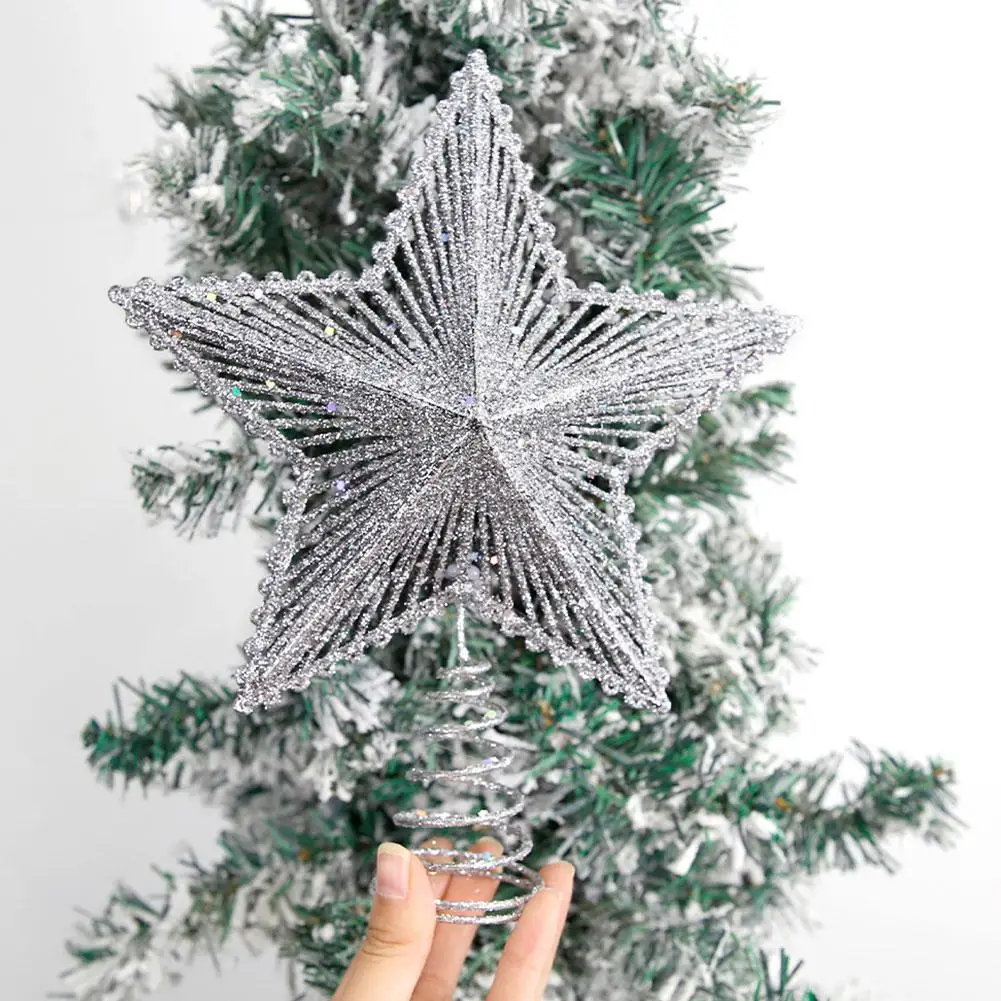 LED Weihnachtsbaum Top Dekoration Beleuchtung Requisiten Weihnachtsstern Neuer Baum Top Stern mit Lichtern Fünfzackige Sterndekorationen