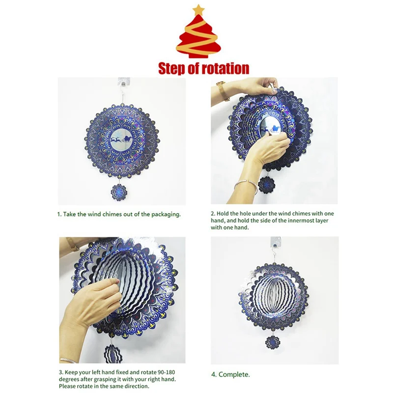 ABRS-3D Spinner a spirale per la decorazione del giardino del cortile Campanelli eolici rotanti appesi Decorazione esterna della casa Ornamenti natalizi