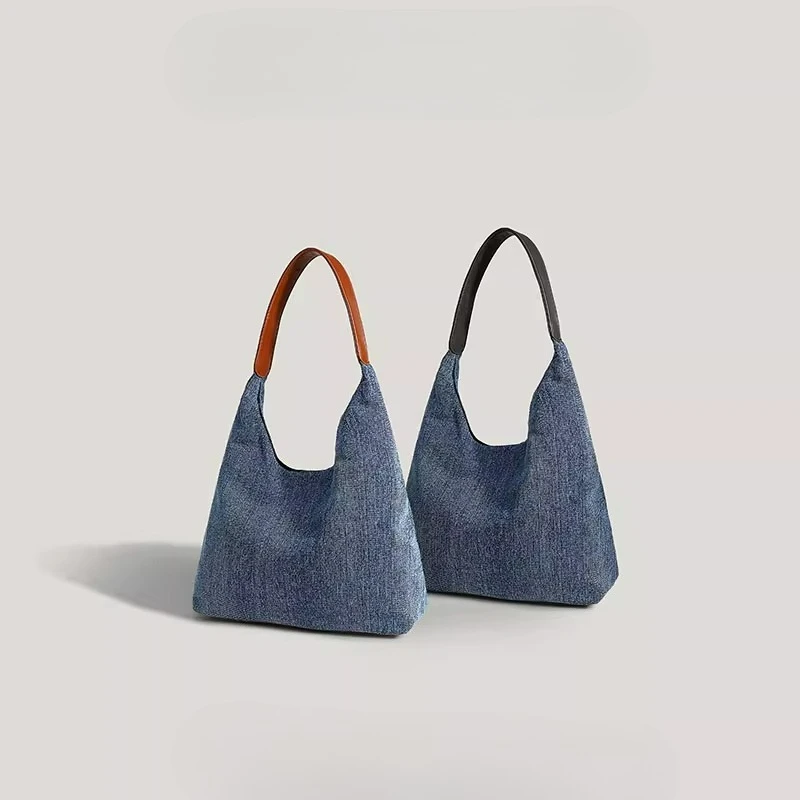 

Women 2025 New Commuter Versatile Casual Denim Handbag Single Shoulder Canvas Large Capacity Tote Bag