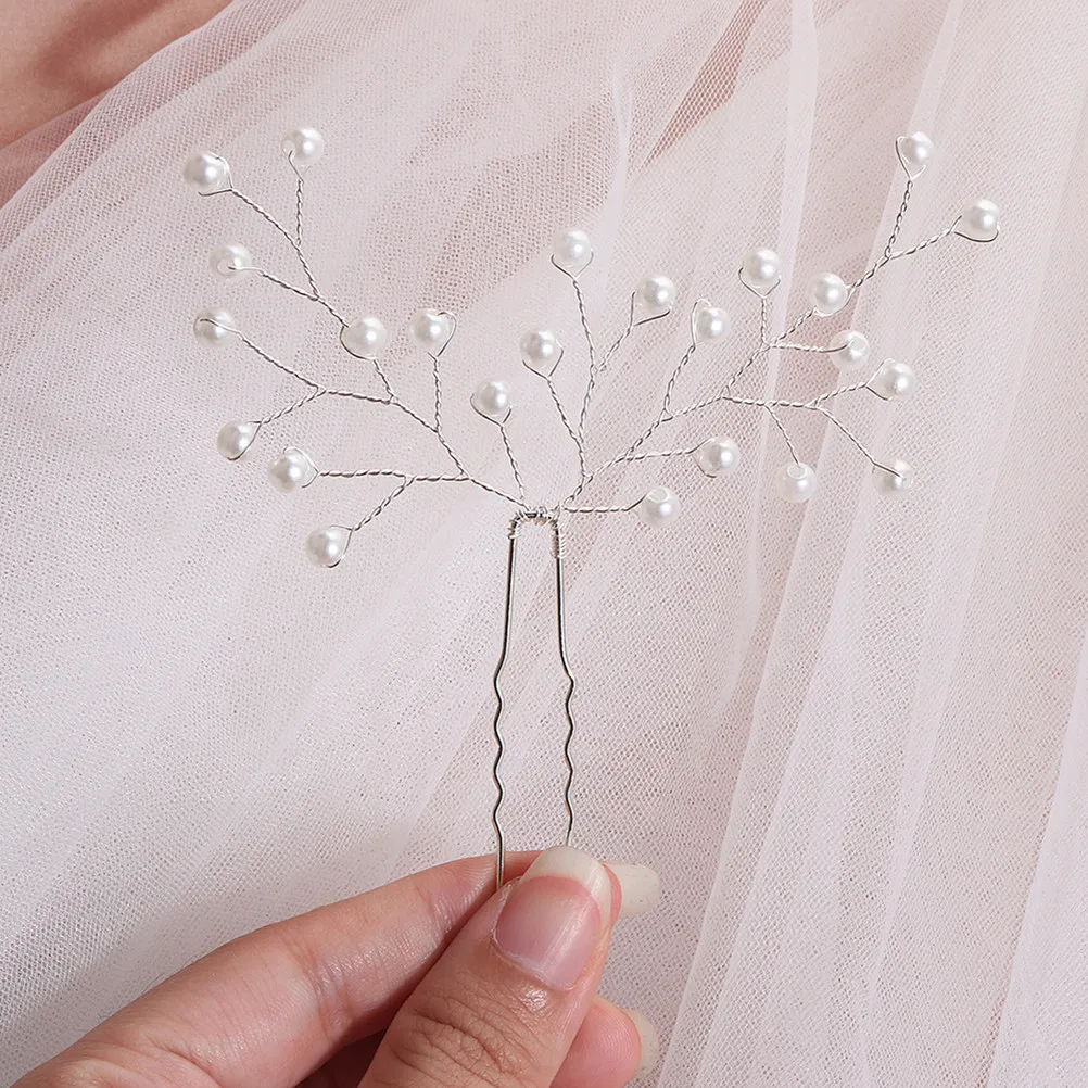 1Pcs Pearl U Shape Hairpin Gorgeous Bridal Hair Pin Wedding Hair Ornament Photo Prop U Pearl Hairpin Decorative Hairpi