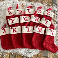 Letters Christmas Stocking New Knitting Christmas Tree Pendant Decorations For 2026 Xmas Gift Snowflake Alphabet Christmas Socks
