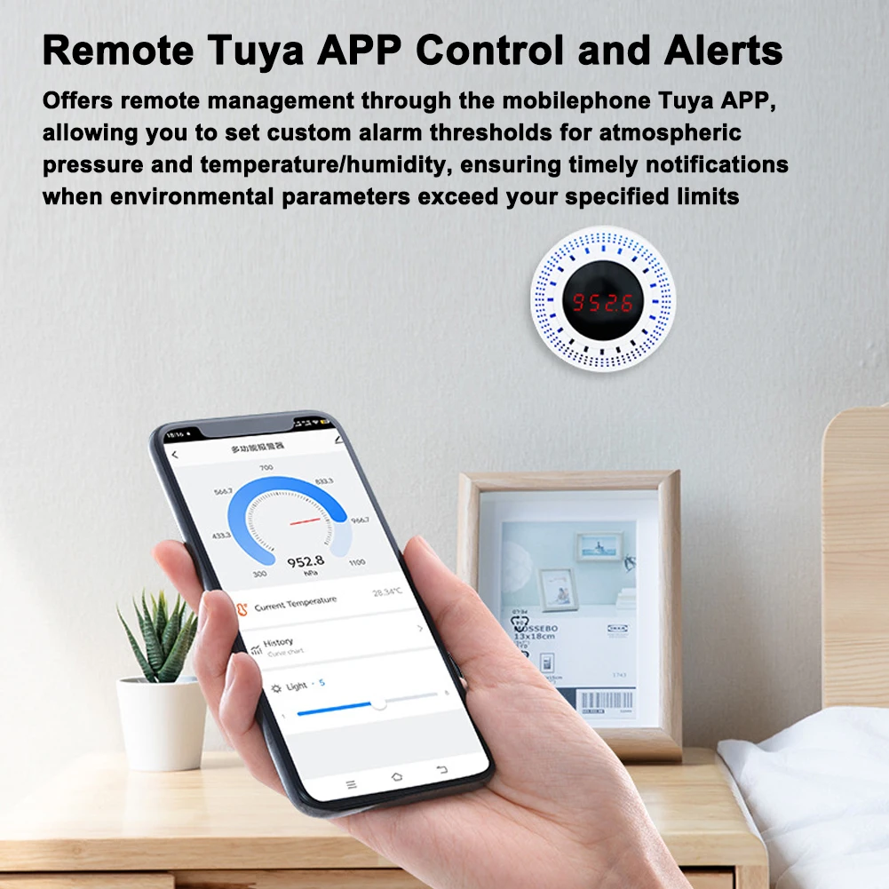 Tuya ZigBee Intelligent Atmospheric Pressure Sensor with Temperature and Humidity Detection Function Integrated Home Automation