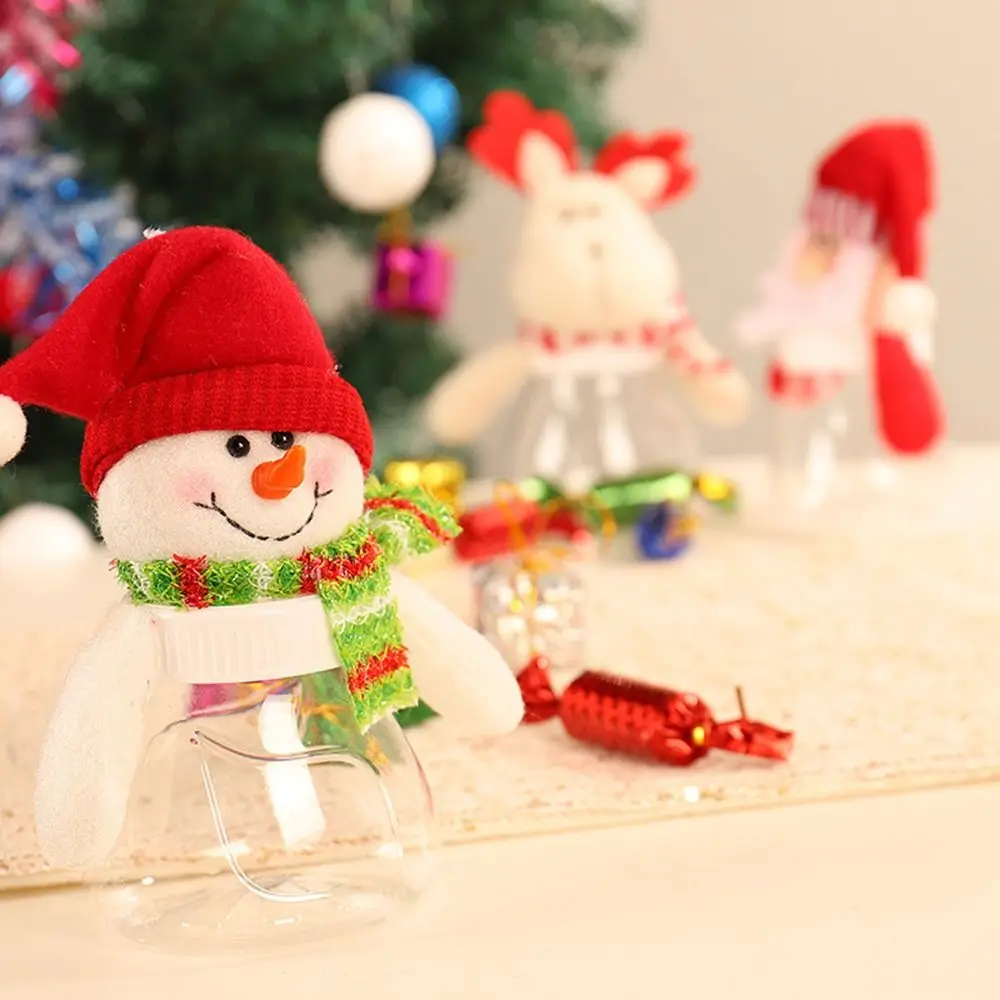 Xmas Decor Santa Claus Christmas Candy Jar mpty Snowman Storage Bottle Dust Prevention Elk Christmas Candy Box Child