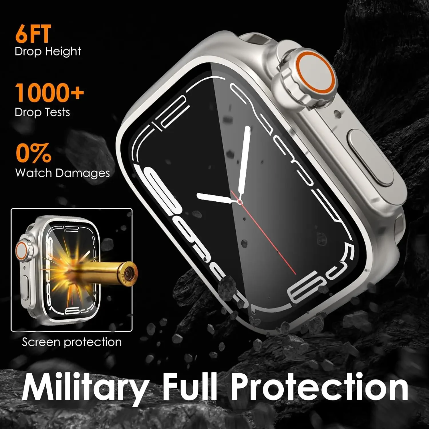 Screen Protector Cover for Apple Watch 44mm 45 40 41mm Hard PC Bumper Case for iWatch Series 9 8 7 SE 6 5 4 Change To Ultra