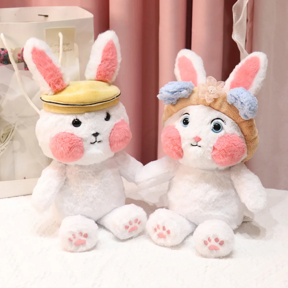 330mmCute couple rabbit wearing headdress couple rabbit plush toy bunny doll girl children's throw pillow