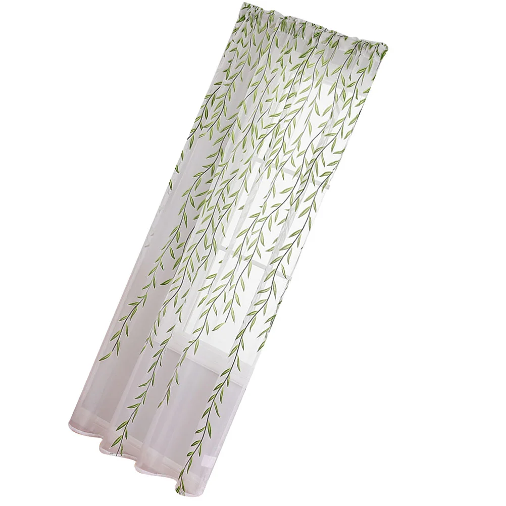 Wicker Pattern Window Curtain Willow Gauze Curtains Semi Sheer Drape Home Decor