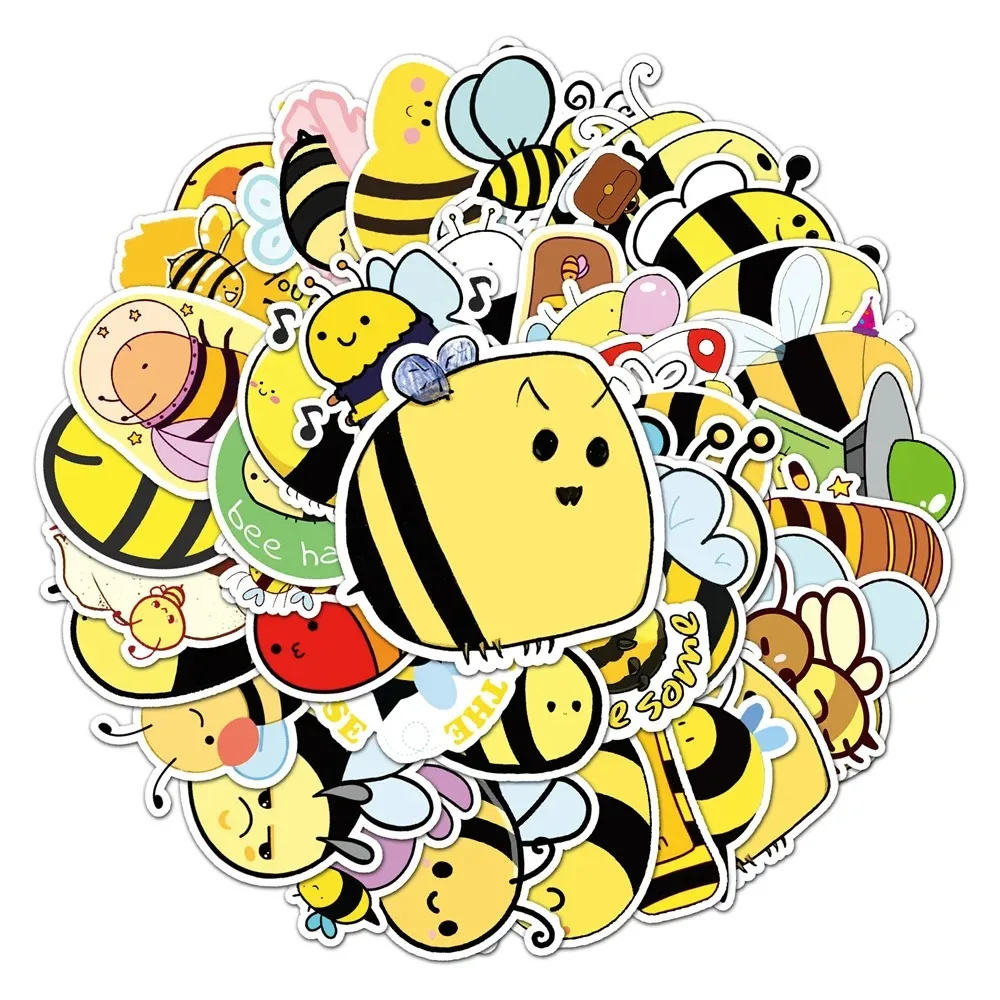 50PCS Cartoon Animated Animal Bee Graffiti Cartoon Sticker Skateboard Luggage Mobile Phone DIY Cute Sticker