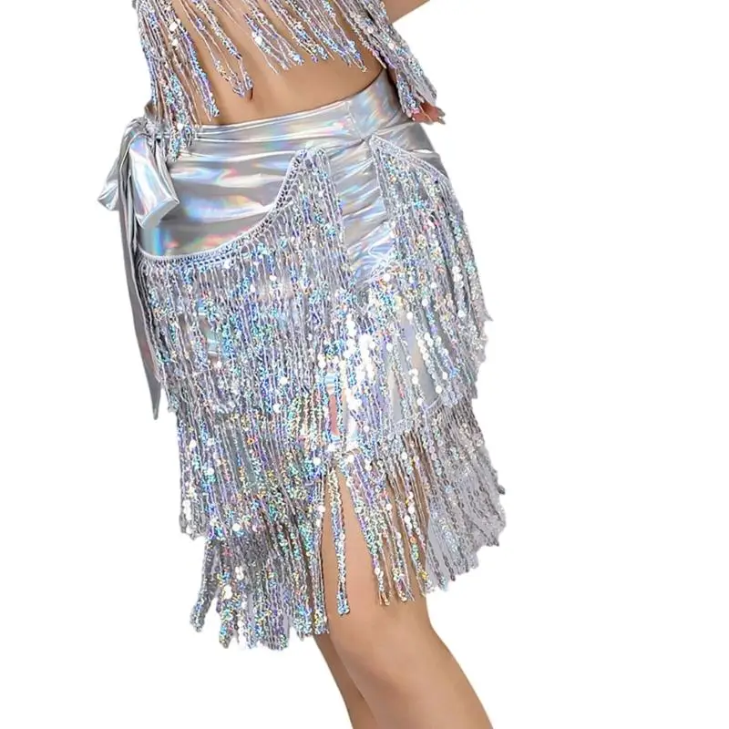 39BB Phối Ren Kim Sa Lấp Lánh Mini Múa Bụng Hông Khăn Bellydance Quấn Váy Múa Bụng Trang Phục Nữ Cô Gái Quà Tặng