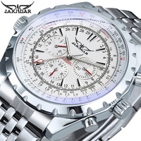 JARAGAR 1144 Men's Fashion Automatic Mechanical Watch Leisure Hollowing Dial Chronograph Luminous Multifunctional Wristwatch