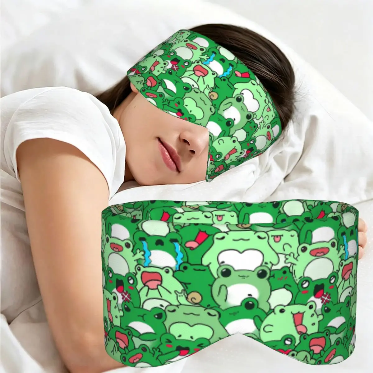 Crowded Cute Frog Pattern sleep mask Light Blocking Portable Eye Cover for Girls Boys Office Nap Party Gift Eyeshade eyepatch