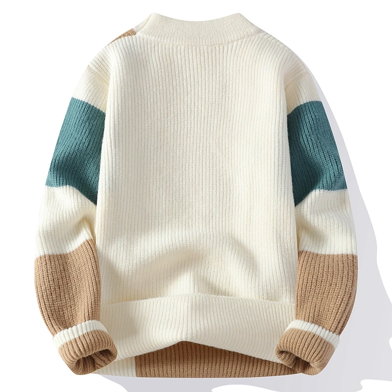 Men's Fashion stripe pattern Sweaters 2024 Autumn/Winter Loose Knittwear Men sweater youth Thick Warm wool pullovers M-4XL ﻿