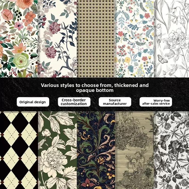 

Thickened Pastoral Floral Wallpaper for Living Room, Bedroom, TV Background Wall, Cabinets, and Home Decoration Stickers