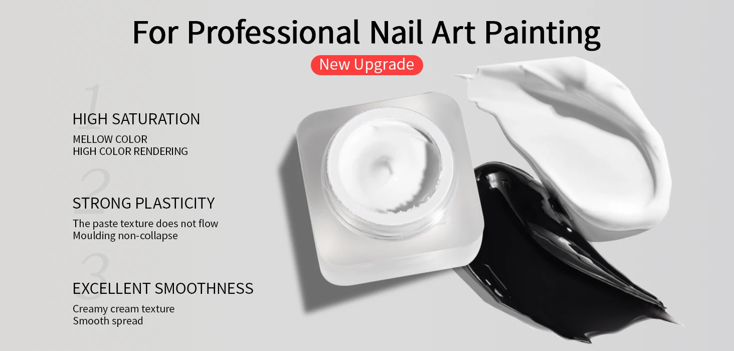 RSNAIL 5g Textur Geprägter Gel Nagellack 3D Schwarz Weiß Nail Art Gips Gips Zeichnung Malerei Schnitzgel DIY Maniküre Werkzeug – Detail 2